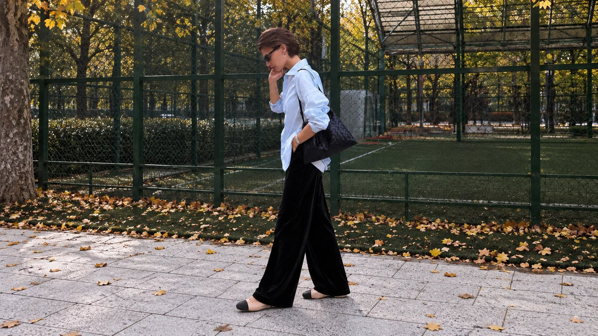 How to Style Velvet Wide-Leg Pants for Autumn
