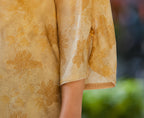Champagne Gold Floral Jacquard Mulberry Silk Blouse