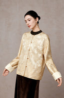 Champagne Floral Jacquard Mulberry Silk Jacket