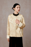 Champagne Floral Jacquard Mulberry Silk Jacket