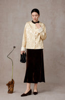 Champagne Floral Jacquard Mulberry Silk Jacket