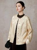 Champagne Floral Jacquard Mulberry Silk Jacket
