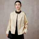 Champagne Floral Jacquard Mulberry Silk Jacket