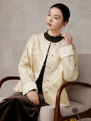 Champagne Floral Jacquard Mulberry Silk Jacket
