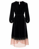 Product-only back view showing the keyhole neckline, waist tie and sheer hem