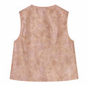 Back product view of the sleeveless vest with an all-over textured jacquard pattern.