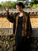 Earth Brown Printed Xiangyunsha Silk Jacket