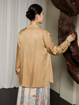 Back view of the Embroidered Viscose Shirt showing the relaxed fit and smooth drape.