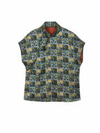 Gambiered Silk Geometric Chinese-Inspired Mulberry Silk Top
