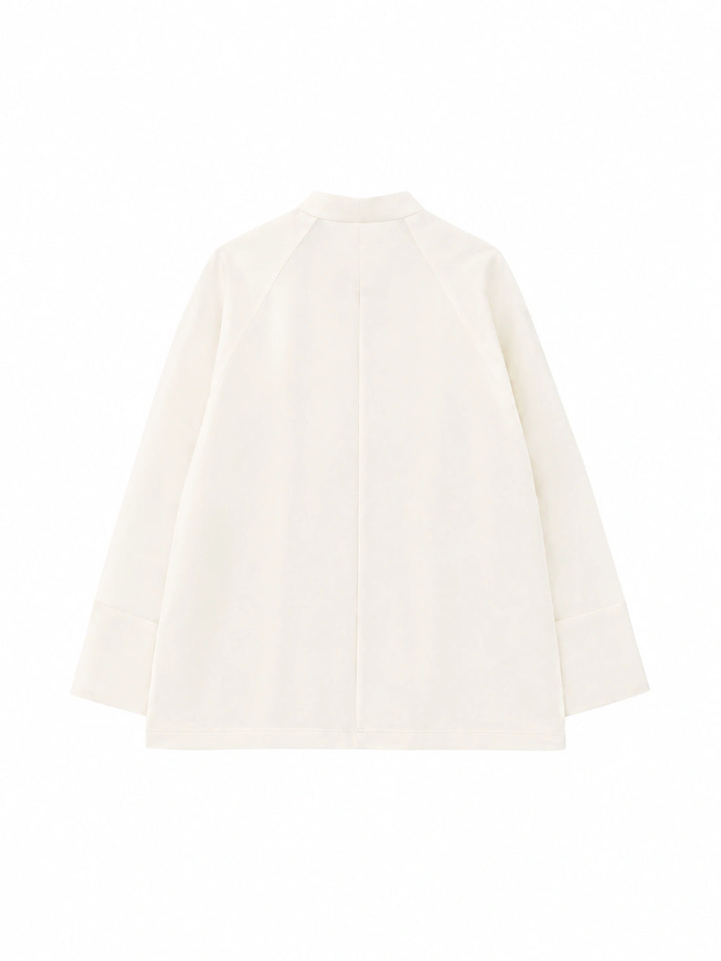 Ivory mulberry silk organza shirt with long sleeves, back view