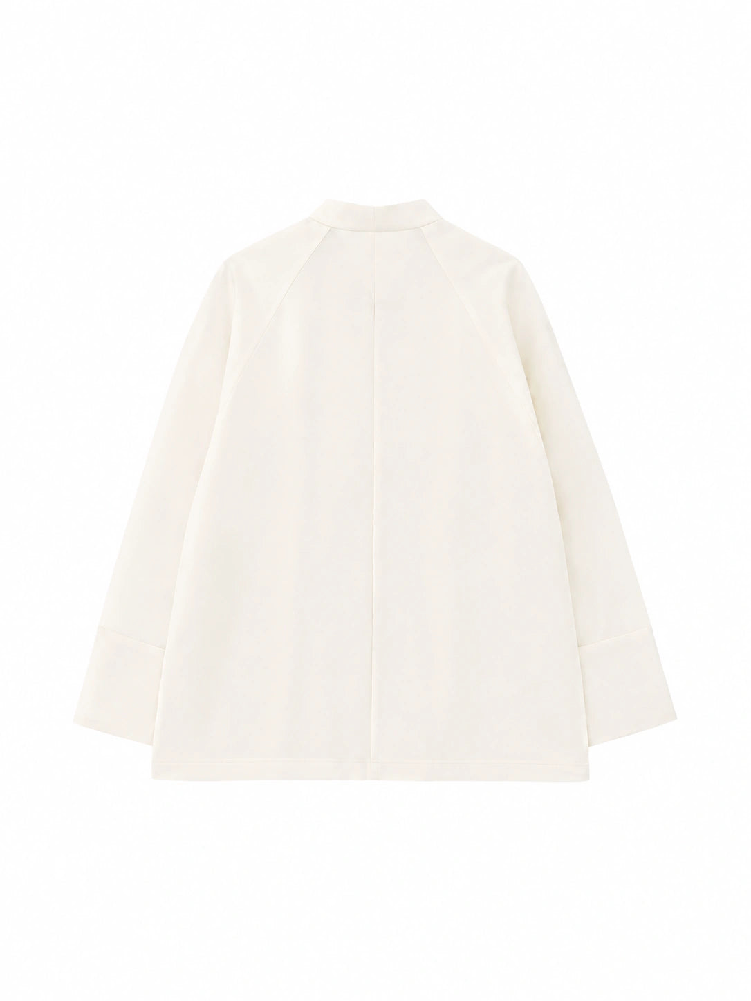 Ivory mulberry silk organza shirt with long sleeves, back view