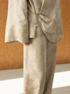 Close-up of jacquard texture and handmade button details