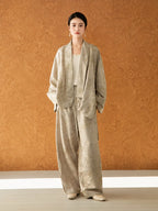Gambiered Silk women's jacquard viscose two-piece set front view