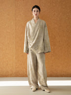 Full look of Gambiered Silk jacquard viscose lounge set