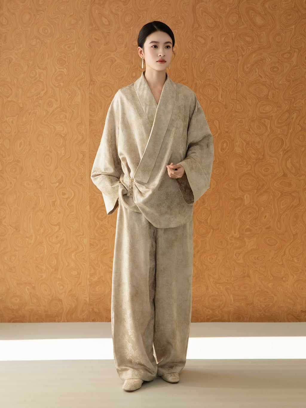 Women's wrap style jacquard viscose two-piece set
