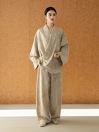 Women's wrap style jacquard viscose two-piece set
