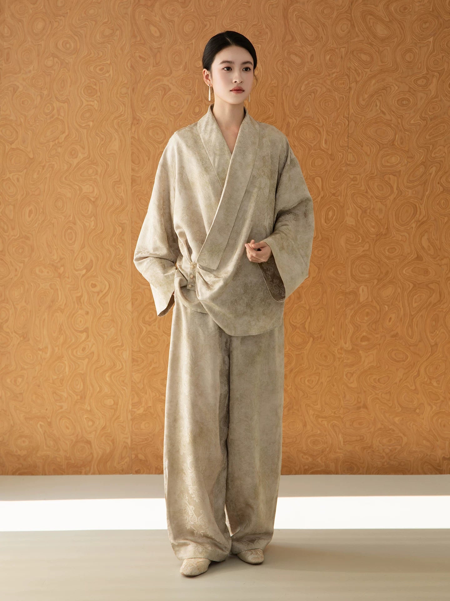 Women's wrap style jacquard viscose two-piece set
