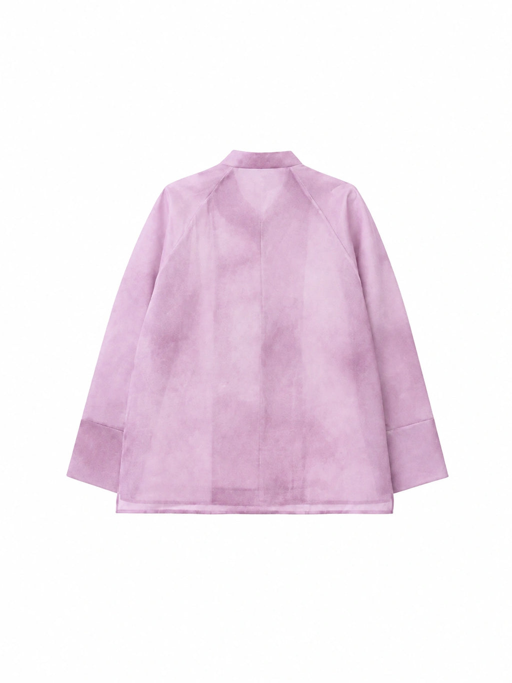 Lilac pink mulberry silk organza shirt, back view