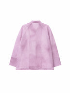 Lilac pink mulberry silk organza shirt, back view