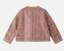 Back product view of the dusty mauve side of the reversible mulberry silk brocade jacket.