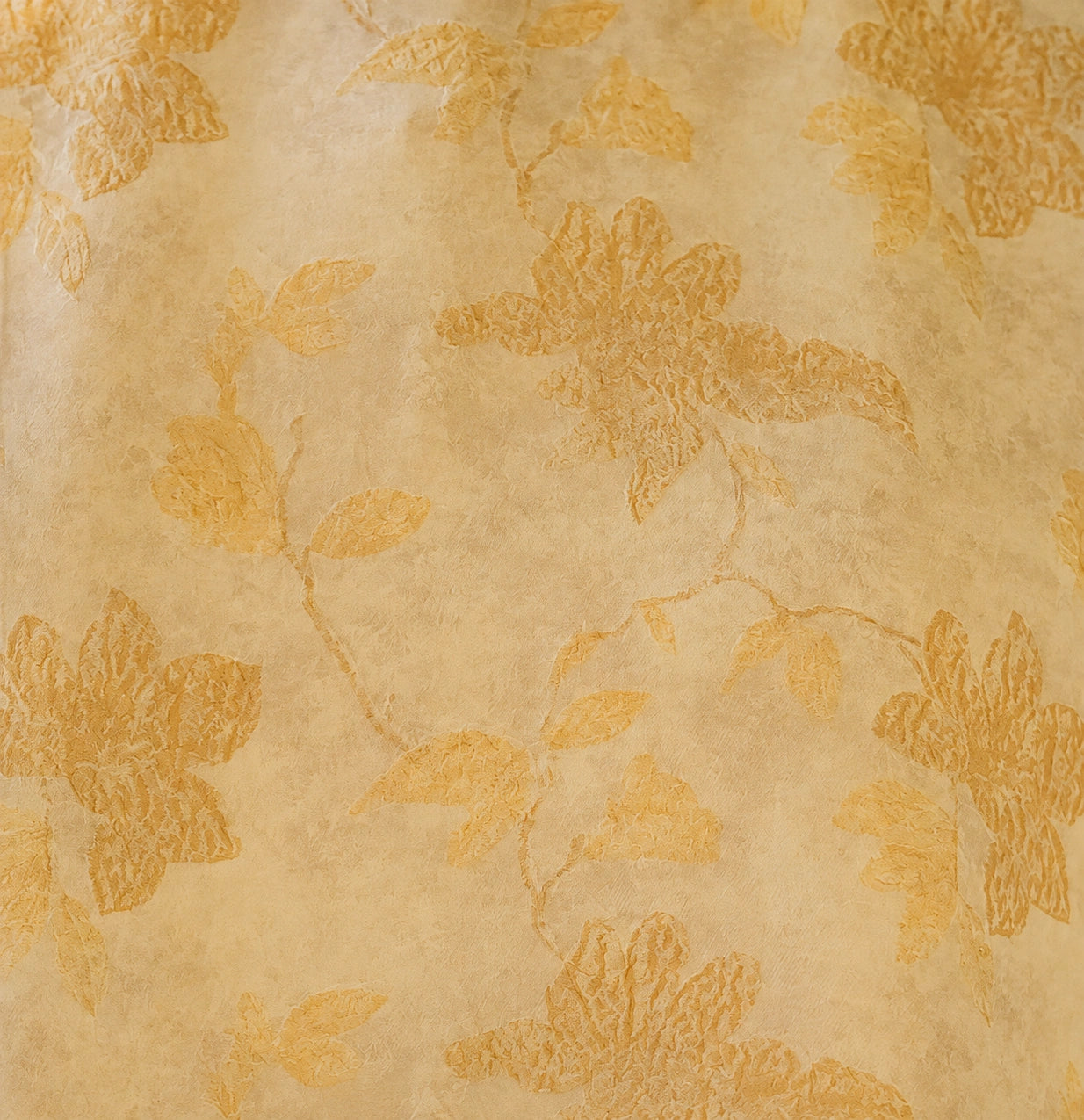 Champagne Gold Floral Jacquard Mulberry Silk Blouse