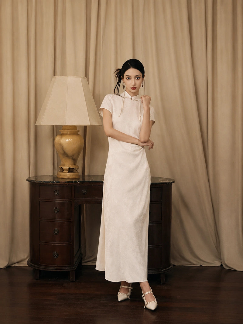 Modern Chinese Jacquard Qipao Dress for Women
