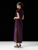 Back view of the women's mulberry silk qipao dress.