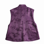 Back flat lay of the purple mulberry silk vest showing its tonal jacquard pattern and softly flared silhouette.
