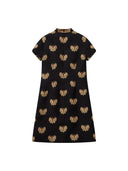 Back product view of the black and gold butterfly Song brocade silk dress