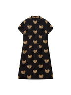 Back product view of the black and gold butterfly Song brocade silk dress
