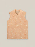Women's sleeveless Lyocell vest top featuring vintage horse print and modern Chinese inspired design