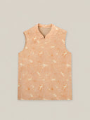 Women's sleeveless Lyocell vest top featuring vintage horse print and modern Chinese inspired design