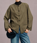Women’s New Chinese Frog-Button Jacket in Lyocell, Linen & Wool
